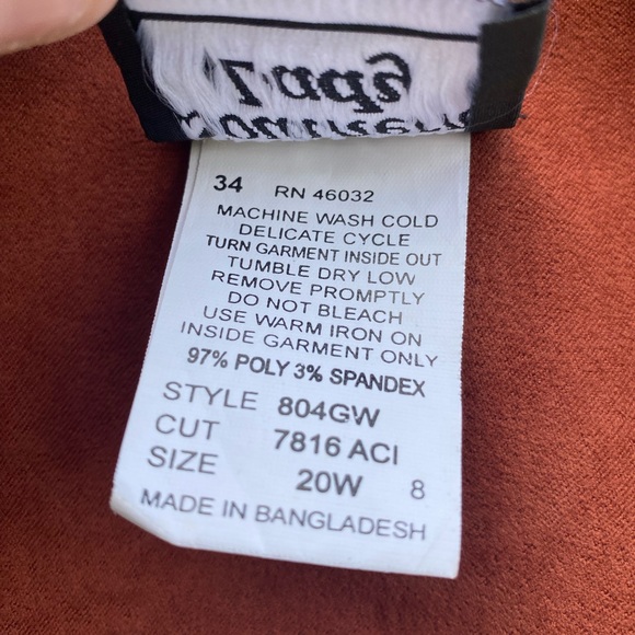 Vintage Jacket Blazer | Dark Orange Spice | Embroidered | Size 20W | Chic Boho - Picture 9 of 12